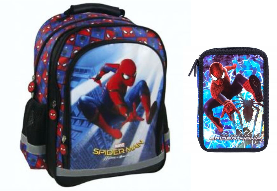 Set scoala Spiderman - Ghiozdan, penar echipat, 20 caiete herlitz A5 48 File