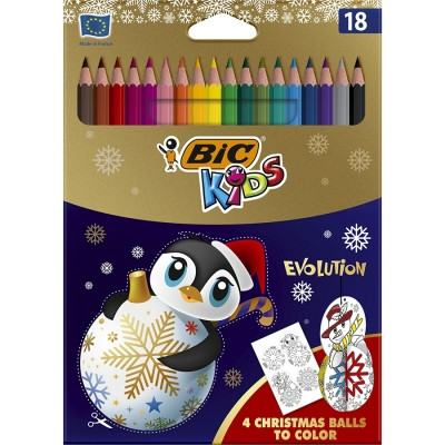 Creioane colorate BIC Evolution Editie Limitata Christmas P/18