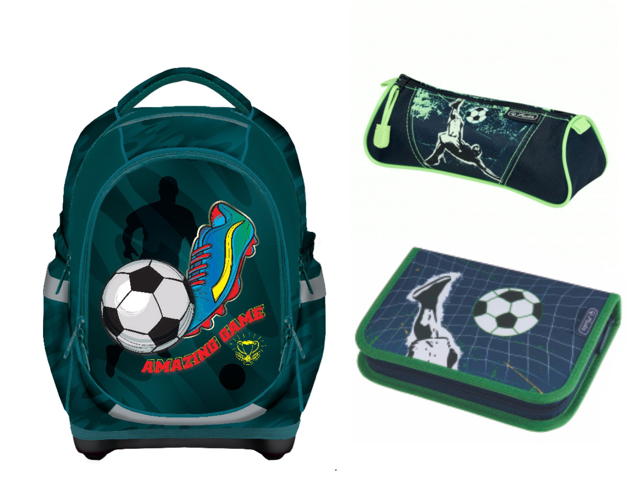 Set scoala Fotball 3 - Ghiozdan anatomic, Penar neechipat, Penar etui