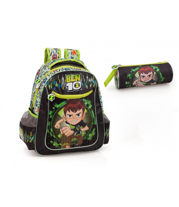 Set scoala Ben 10 - Ghiozdan, Penar etui , 20 caiete herlitz A5 48 file