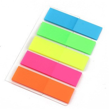 Index plastic 44 x 12.7 mm, 5 culori neon x 20 file, forma steag