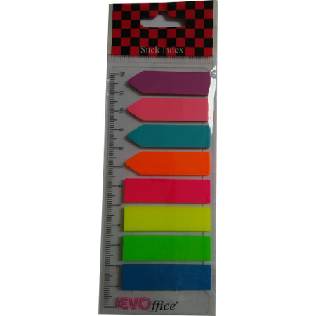Stick index cu rigla EVOffice, 8x25 file, Multicolor