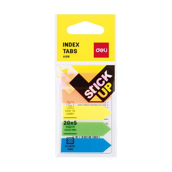 Index Adeziv Deli Plastic 12 x 43 mm 5 Culori 20 File