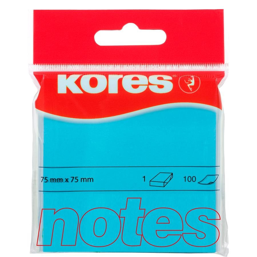 Notes Adeziv 3, Albastru Neon, 75 X 75 Mm, 100 File, Kores