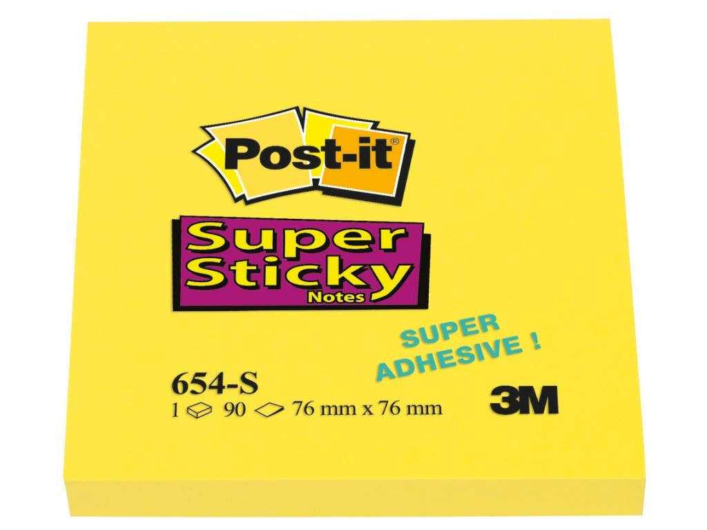 Notes Adeziv Post-It 3M Super Sticky 76 X 76 Mm 90 File