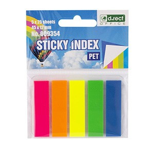 Index Plastic D.Rect 45X12Mm, Forma Dreapta, 5 Culori/Set