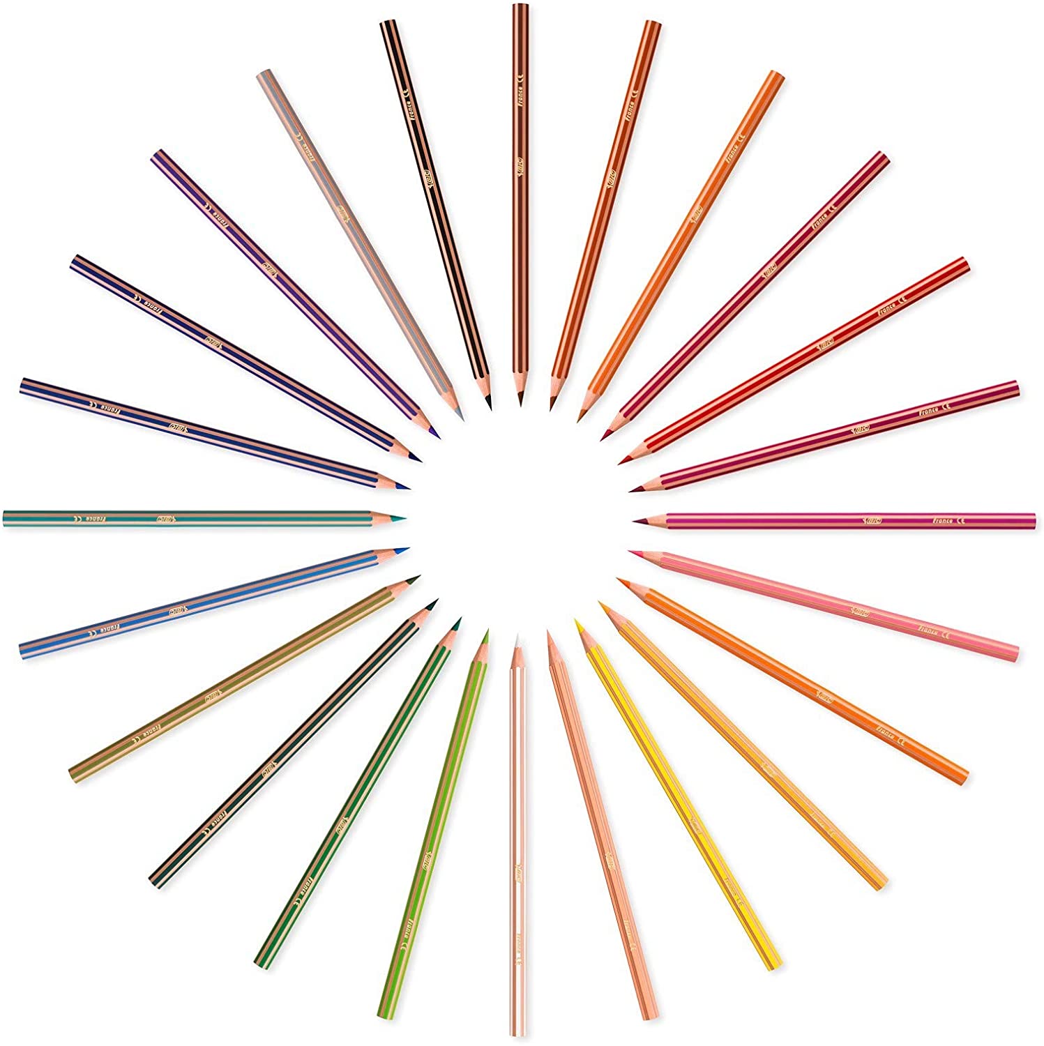 Creioane colorate BIC Kids Evolution Stripes, 24 buc/set