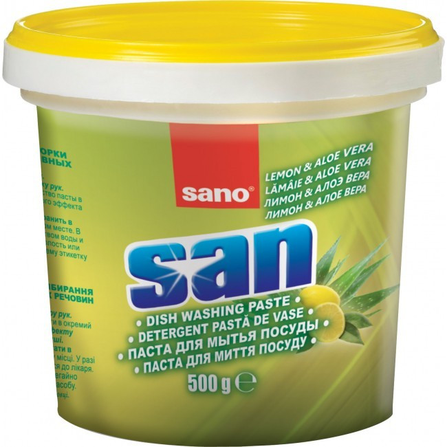 Detergent pasta pentru vase, 500 gr, Lemon si Aloe Vera, SANO San
