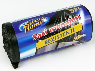 Saci menaj HDPE, 35 L, 50 buc/rola, Negri