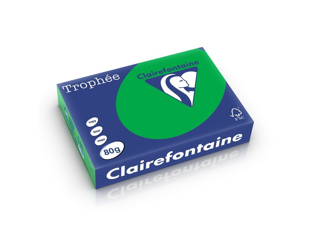 Hârtie color Clairefontaine Intens, Verde Bili, 500 coli/top