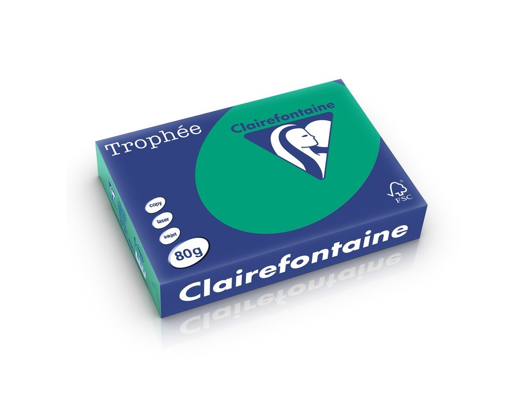 Hârtie color Clairefontaine Intens, Verde inch, 500 coli/top