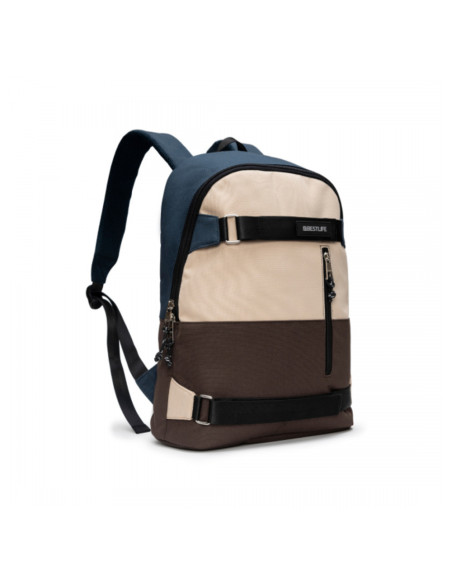 BL-BB-3552BK,Rucsac BESTLIFE Col-Skate, 42x30x15cm, compartiment laptop 14.1 inch, albastru/bej/maro