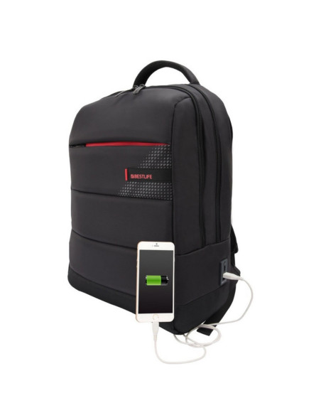BL-BB-3335R,Rucsac BESTLIFE CPlus, 49x33x19cm, compartiment tableta si laptop 15.6 inch, negru/rosu