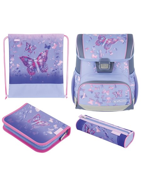 Ghiozdan scoala echipat Herlitz Loop Plus, Motiv Butterfly paradise
