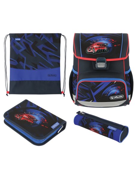 Ghiozdan scoala echipat Herlitz Loop Plus, Motiv High speed Ghiozdan scoala echipat Herlitz Loop Plus, Motiv High speed