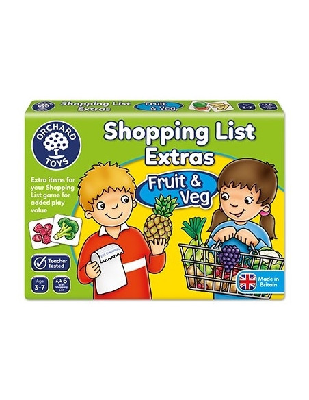 Joc educativ in limba engleza Lista de cumparaturi Fructe si