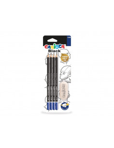 Set creioane grafit CARIOCA HB si radieră, Negru,CRE048