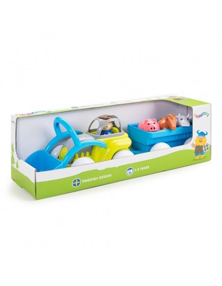 Tractor culori vesele cu remorca si animalute - Midi,VK781234