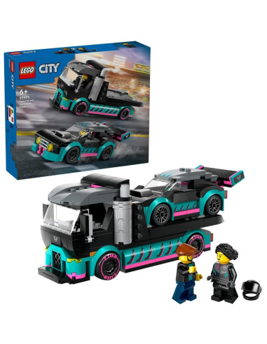 LEGO-60406,Lego City Masina De Curse Si Camion Transportator De Masini 60406