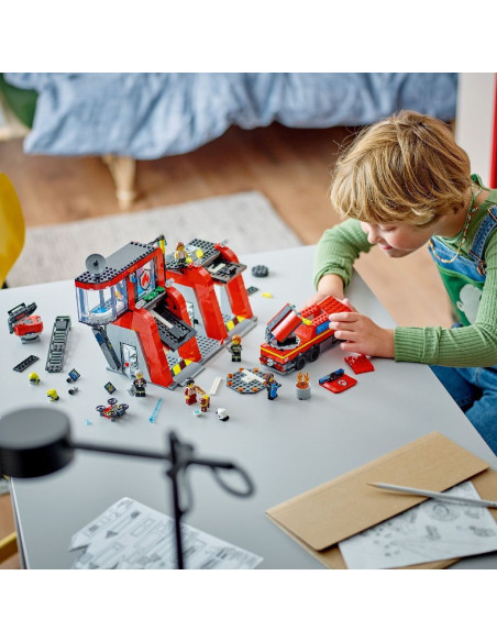 LEGO-60414,Lego City Statie Si Camion De Pompieri 60414