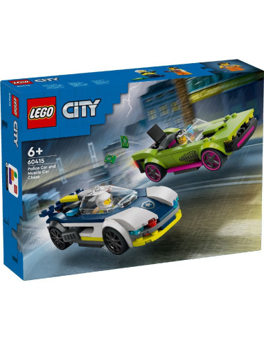 LEGO-60415,Lego City Urmarire Cu Masina De Politie Si Masina Puternica 60415