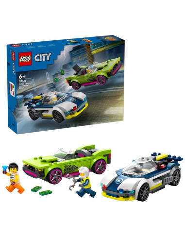 LEGO-60415,Lego City Urmarire Cu Masina De Politie Si Masina Puternica 60415