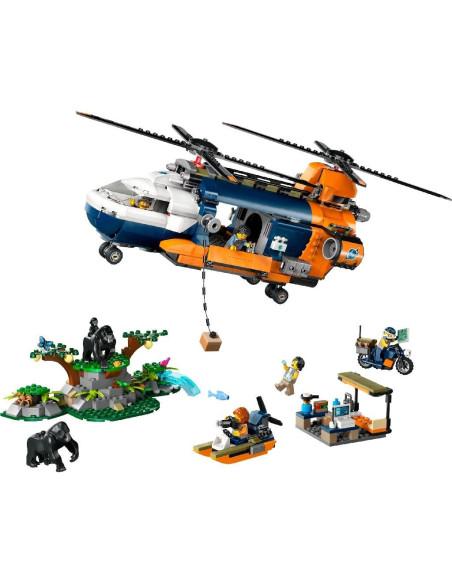 LEGO-60437,Lego City Elicopterul Unui Explorator Al Junglei La Tabara De Baza 60437