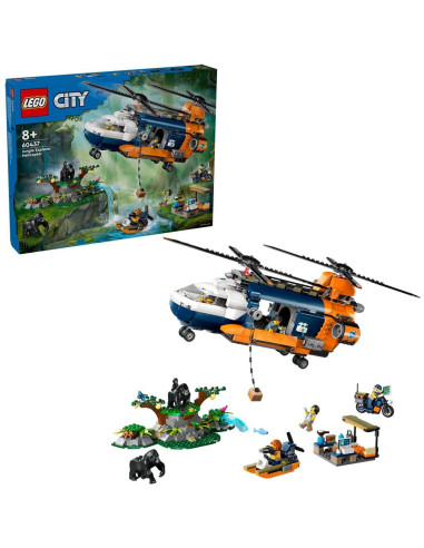 LEGO-60437,Lego City Elicopterul Unui Explorator Al Junglei La Tabara De Baza 60437