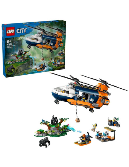 LEGO-60437,Lego City Elicopterul Unui Explorator Al Junglei La Tabara De Baza 60437