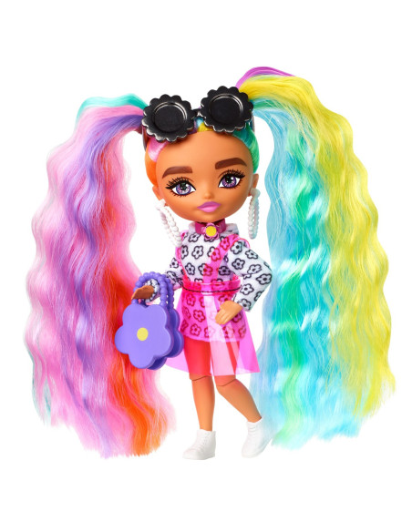 MTHGP62_HHF82,Barbie Papusa Barbie Extra Mini Cu Par Curcubeu
