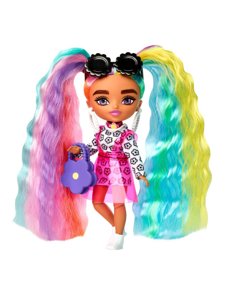 MTHGP62_HHF82,Barbie Papusa Barbie Extra Mini Cu Par Curcubeu