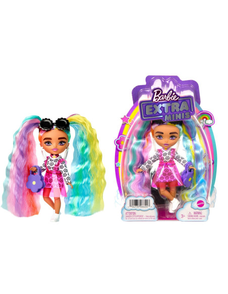 MTHGP62_HHF82,Barbie Papusa Barbie Extra Mini Cu Par Curcubeu