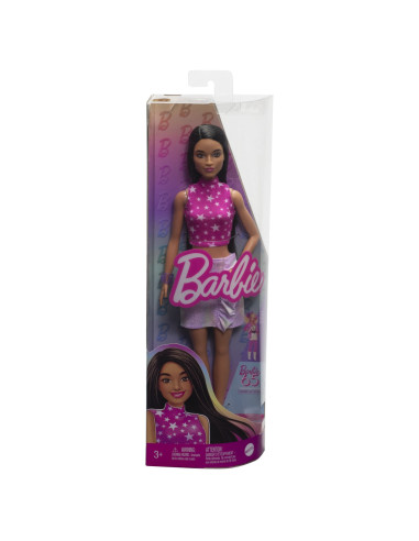 MTFBR37_HRH13,Papusa Barbie Fashionista Bruneta Cu Top Cu Stelute