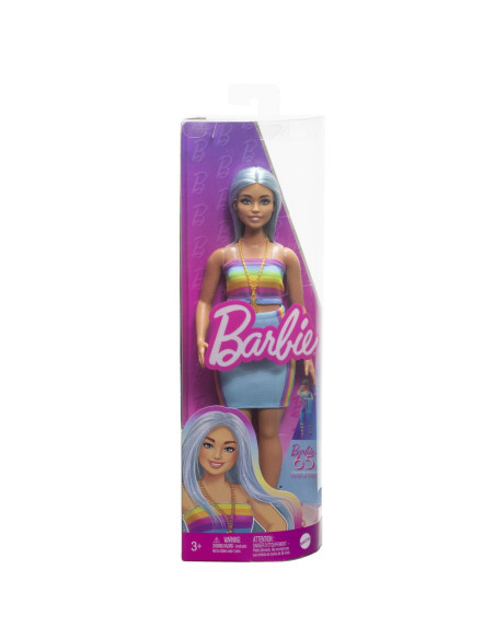 MTFBR37_HRH16,Papusa Barbie Fashionista Cu Par Albastru Platinat Si Top Sport