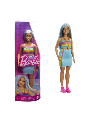 MTFBR37_HRH16,Papusa Barbie Fashionista Cu Par Albastru Platinat Si Top Sport