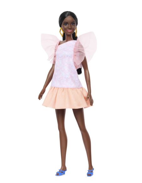 MTFBR37_HRH14,Papusa Barbie Fashionista Afro-americana Cu Rochie Peach