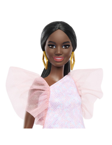 MTFBR37_HRH14,Papusa Barbie Fashionista Afro-americana Cu Rochie Peach