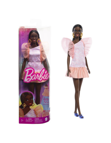 MTFBR37_HRH14,Papusa Barbie Fashionista Afro-americana Cu Rochie Peach