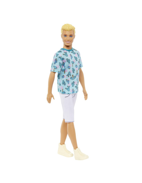 MTDWK44_HJT10,Barbie Papusa Baiat Fashionistas Blond Cu Tricou Cu Imprimeu Cu Cactusi