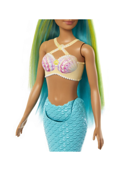 MTHRR02_HRR03,Barbie Dreamtropia Papusa Sirena Cu Corest Galben Si Coada Albastra