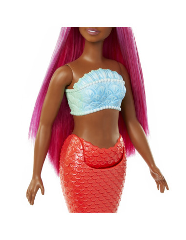 MTHRR02_HRR04,Barbie Dreamtropia Papusa Sirena Cu Par Magenta Si Coada Portocalie