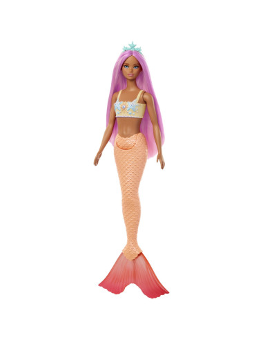 MTHRR02_HRR05,Barbie Dreamtropia Papusa Sirena Cu Parul Roz Si Coada Portocalie