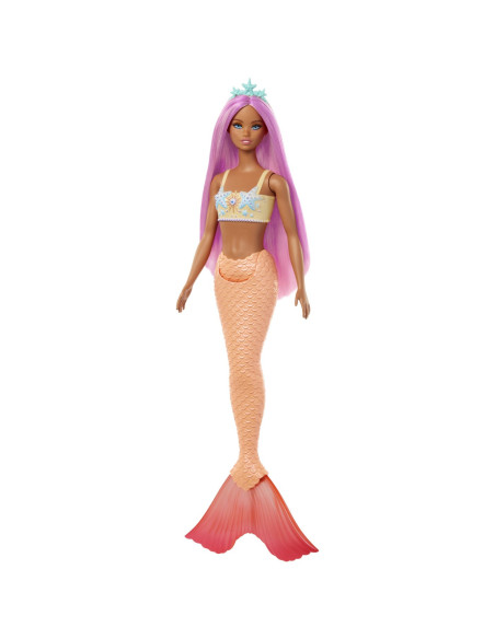 MTHRR02_HRR05,Barbie Dreamtropia Papusa Sirena Cu Parul Roz Si Coada Portocalie
