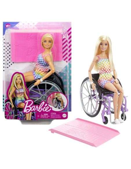 MTHJT13,Barbie Papusa Barbie Blonda In Scaun Cu Rotile