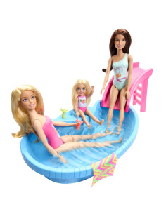 MTHRJ74,Barbie Set Papusa Barbie Blonda Si Piscina 2