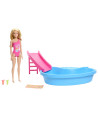 MTHRJ74,Barbie Set Papusa Barbie Blonda Si Piscina