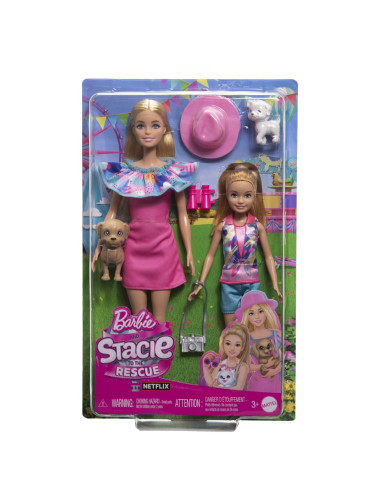 MTHRM09,Barbie Si Stacie Set Papusa Barbie Si Papusa Stacie Iubitoare De Catei