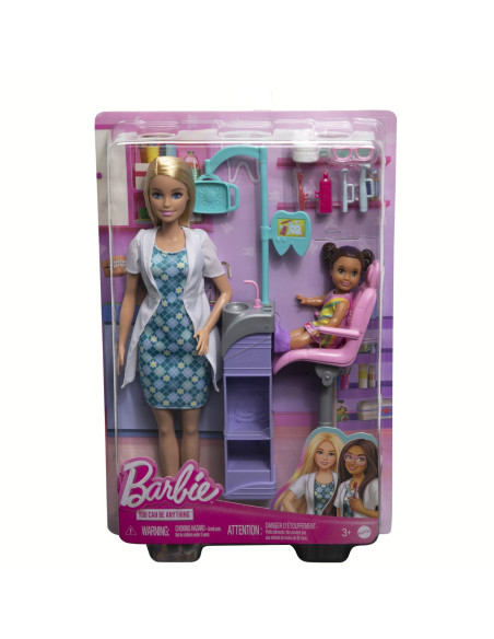 MTDHB63_HKT69,Barbie Cariere Set Mobilier Cu Papusa Doctor Stomatolog Blonda
