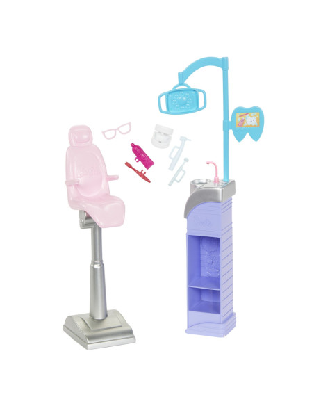 MTDHB63_HKT69,Barbie Cariere Set Mobilier Cu Papusa Doctor Stomatolog Blonda