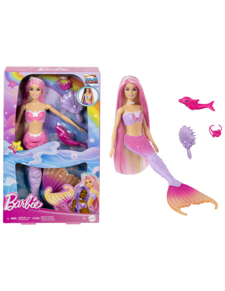 MTHRP97,Barbie Color Change Papusa Sirena Cu Par Roz